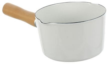 Mikinona Kleiner Emaille Milchtopf Mit Holzgriff Antihaftbeschichtung Ergonomisch Griff Topf Vielseitig Für Saucen Und Milch Leicht Zu Reinigen Fassungsvermögen