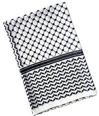 Generisch Palästina Schal, 180x70CM Palästina, Atmungsaktive Arabische Palästina Kopftücher, Muslimisch Bedruckter Chiffon Hijab Tücher, für Damen, Herren & Geschenke (Schwarz)