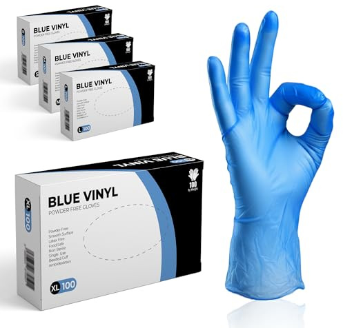 K-MART Gloveman Boîte de 100 gants jetables en vinyle Bleu Taille XL