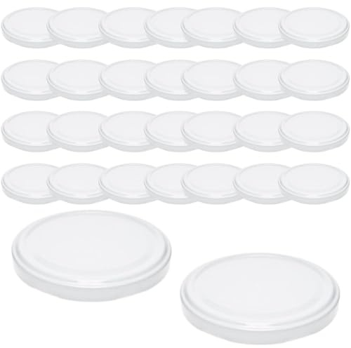 mikken 30 weisse Deckel TO 82/8,5 cm für Einmachgläser Twist-Off Ersatzdeckel Schraubdeckel für Sturzgläser und Marmeladengläser