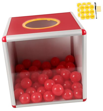 Garneck 1 Satz Transparente Lotteriebox runde Kapseln Tombolaboxen mit Schlitz Aufbewahrungsbehälter für Bargeld sammelbehälter sammelbox Spendenfall Vorratsbehälter Zinklegierung rot