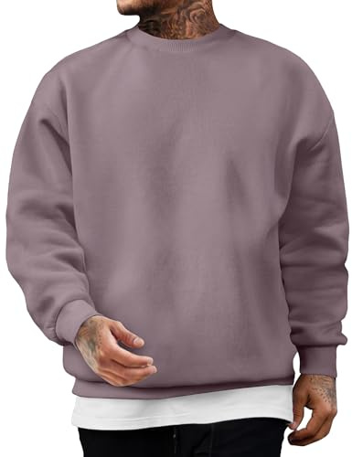 JMIERR Herren Fleece Sweatshirt Crewneck Baumwolle Pullover | Fleece gefüttertes Crewneck Sweatshirts mit Rippkragen, Manschetten, Saum, Maschinenwasche