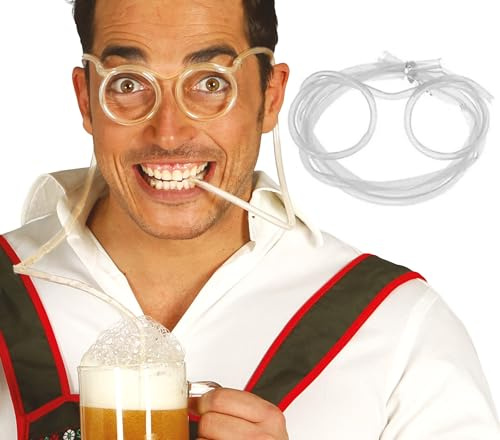 FIESTAS GUIRCA Partybrille, transparent, Kostümzubehör für Junggesellenabschiede und Bierfeiern, ideal für Erwachsene, Unisex, für Themenpartys, transparent