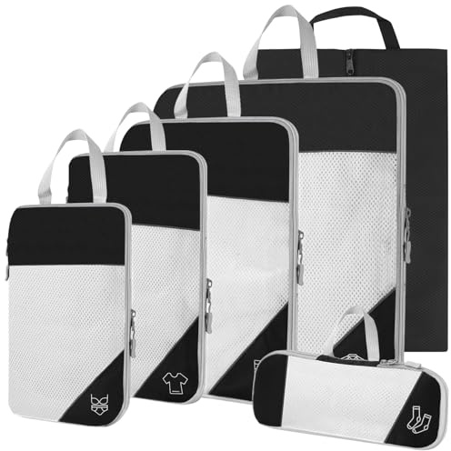 Koffer Organizer Packing Cubes Compression 6 Stück, Compression Packing Cube zur Organisation Ihres Reisegepäcks, Kofferorganizer Reise Kleidertaschen für Rucksack Koffer