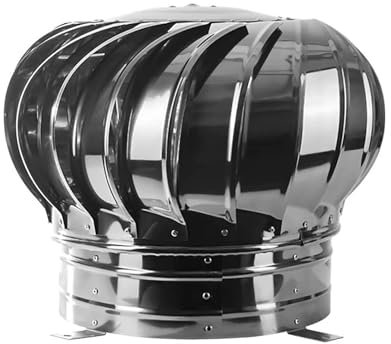 Stainless Steel Unpowered Roof Ventilation Fan, Metal Wind Driven Chimney Cowl Spinner For Anti Downdraught Performance, Exhaust Grille For Outdoor Ventilation System(250mm/9.84)