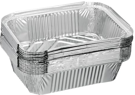 sourcing map 20 moldes rectangulares de papel de aluminio de 7.4 x 5.1 pulgadas, antiadherentes, desechables, para pasteles, quiches, tartas, hornear, cocinar, recalentar, fiestas, color plateado