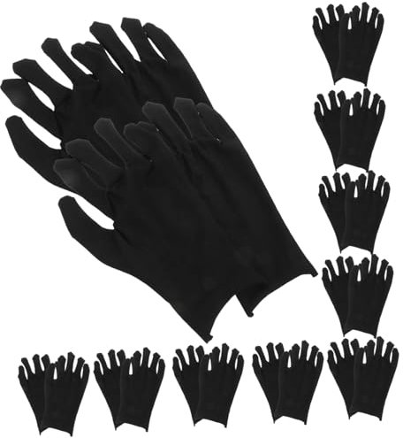 TOKIDNY 12paare Baumwoll Handschuhe Schwarz Griffhandschuhe Für Damen Und Herren Lagerhandschuhe Outdoorhandschuhe Sicherheitshandschuhe Waschbar Und Atmungsaktiv