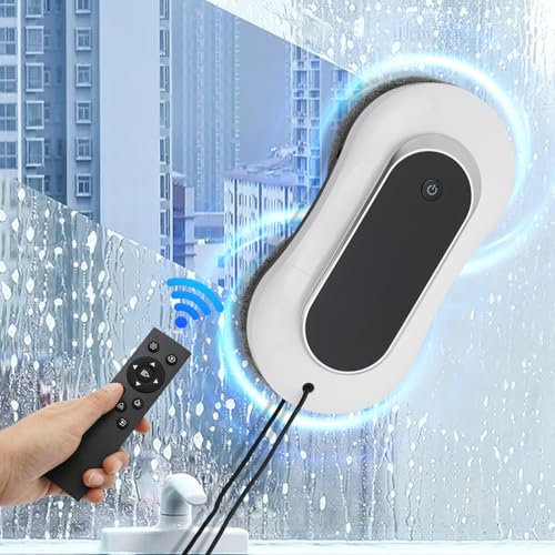 Robot per la pulizia delle finestre, 80 W, sistema di rilevamento intelligente dei bordi, per la pulizia dei vetri, bianco