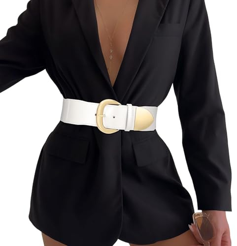 WHIPPY Damen Breiter Gürtel Taillengürtel Stretch für Kleid Elastischer Gürtel Hüftgürtel für Damen Goldener Schnalle
