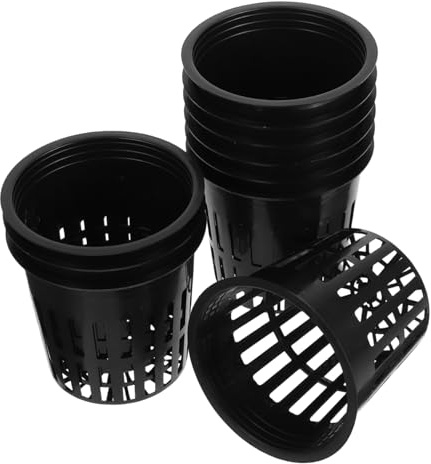 Sosoport 10 Pots Hydroponiques en Filet Plastique Noir pour Petites Plantes et Succulentes, Facile à Utiliser, pour Jardinage et Bureaux, Lot de 10 Paniers de Culture