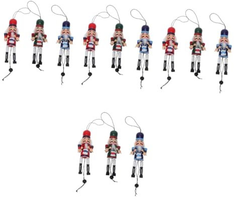 Alipis 4sets Nutcracker Decorations Wood Puppet Adornment Christmas Decor Home Ornament 3pcs*4