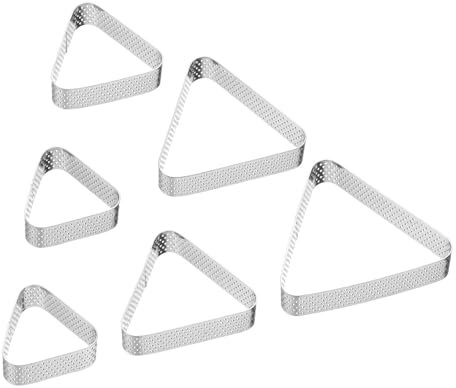 sourcing map Juego de anillos perforados para tartas, de acero inoxidable, triangular, antiadherente, pulido, mousse, para pasteles, postres, frutas, etc
