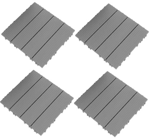 ETHZZLE 4pezzi Piastrelle Interlocking Plastica Per Esterni Pavimento Imitazione Per Giardino e Terrazzo Facili Da Installare Pavimento Resistente Per Esterni e Interni