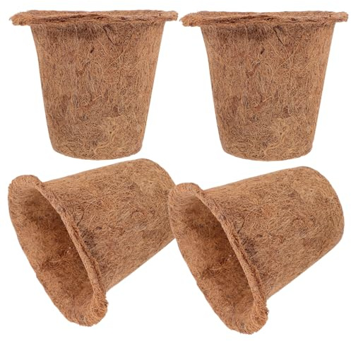 VICASKY 4 Piezas Macetas De Fibra Natural para Vivero Mini Macetas para Jardín Interior y
