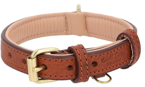 Gusti Hundehalsband Leder - Jacky Lederhalsband Hund Haustier Vierbeiner Größe M braun Leder