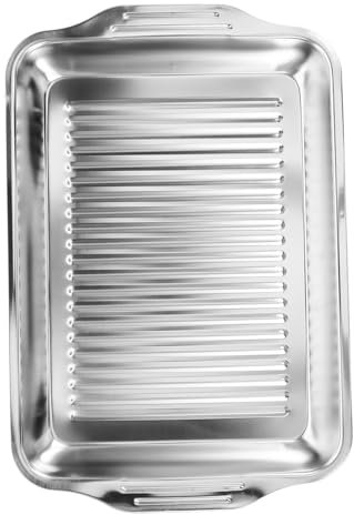 Kisangel Vassoio Rettangolare in Acciaio Resistente Vassoio Per Pesce Compatibile Con Piani Cottura a Induzione Per Barbecue e Snack Pratico Per Uso Casalingo