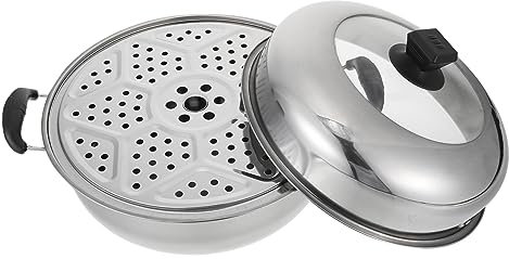 CIYODO Pentola per Cottura A Vapore A Doppio Pentola in Acciaio Inox Vaporiera in Acciaio Inox per Cucina E Casa