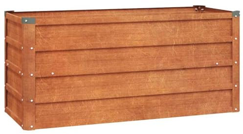 Kangmusi 151950 - Aiuola rialzata arrugginita, 100 x 40 x 45 cm, in acciaio corten