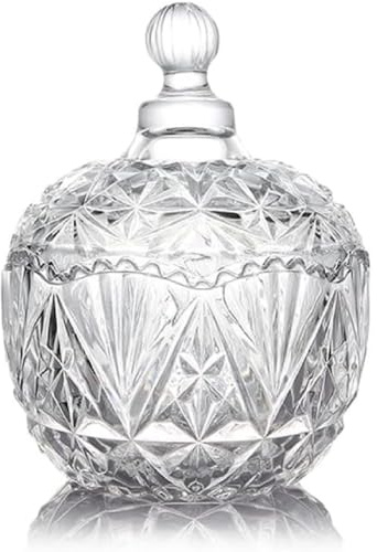 Huiyiwert Bonbondose Bonbonglas Keksdose Kristallglas Vorratsbehälter mit Deckel Süßigkeiten Schokolade Glasdose Für Bonbonbuffet Party Hochzeit Café Küche (Klein-13.5x10.5cm)