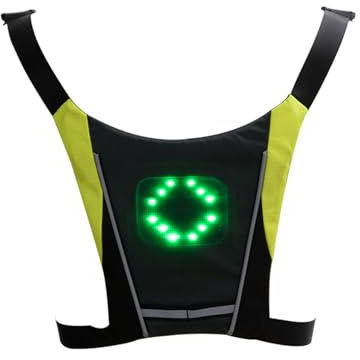 Chaleco Reflectante Para Bicicleta Con Intermitentes - Mochila De Ciclismo Con Luz | Chaleco De Visibilidad Intermitente Con Control Remoto Frontal Para Correr, Senderismo, Skateboarding, Alerta De Tr