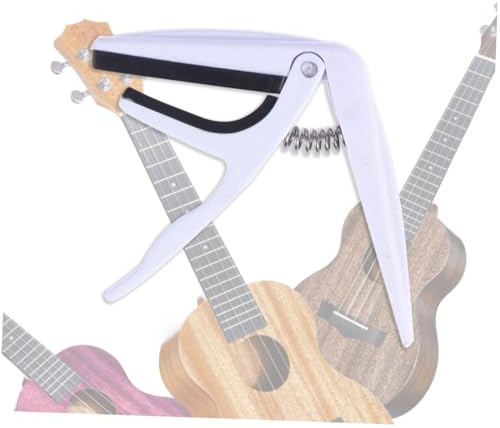 Ukulele Capo aus Zinklegierung für Gitarre und E-gitarre | Präzise Spannung, Federbelastete Klemme, Einhändige Bedienung, für Anfänger und Erfahrene Spieler in Weiß