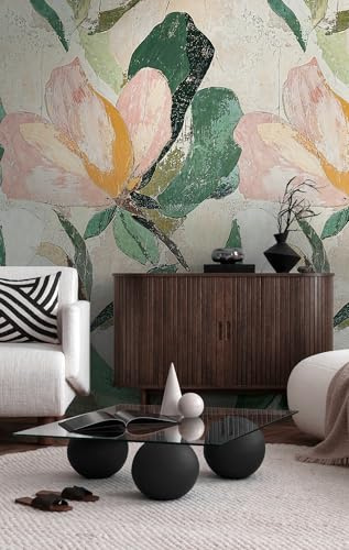 Livingwalls carta da parati moderna – fotomurale con design a fiori in verde, beige, rosa – vlies grafico astratto 8,80 m x 0,53 m – collezione COSMOPLITAN – 791443