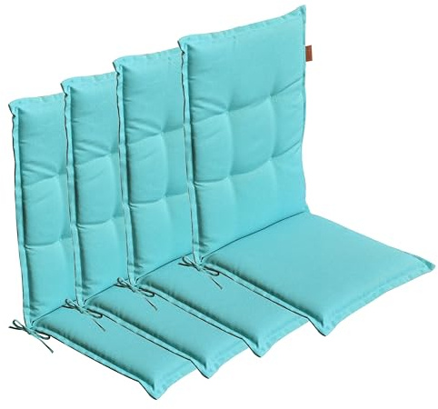 LILENO HOME Gartenstuhl Auflagen [4er Set - Hochlehner] in Karibik | bequeme Liegen als Sitzauflagen für Gartenmöbel - Stuhlkissen für Gartenstühle und Klappstühle BAR