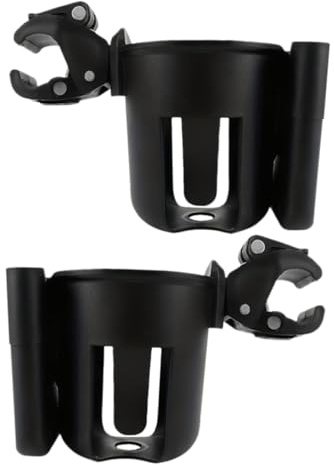 SUPVOX Portavasos de Plástico Negro para Cochecito Soporte para Smartphone y Botella de Agua, Sistema de Agarre Seguro y Doble Funcionalidad para Bicicletas y Paseos Parque