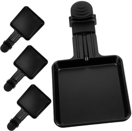 LALADEFIEE 4 pièces Poêlons Raclette Carrés Antiadhésifs avec Poignées Set Plateau Portable pour Fromage Fondant et Cuisson Barbecue Intérieur