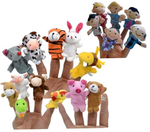 AZIDWERYQ Tier-Fingerpuppe für Kinder, Handpuppen, kleine Finger-Plüschtiere für Baby-Geburtstag, 18 Stück