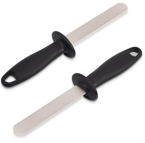 Entgoinggo Pietra per affilare, 2 pezzi, strumento portatile a doppia faccia per affilare lime in pietra affilatrice grana 400/1000 strumento manuale con manico ergonomico