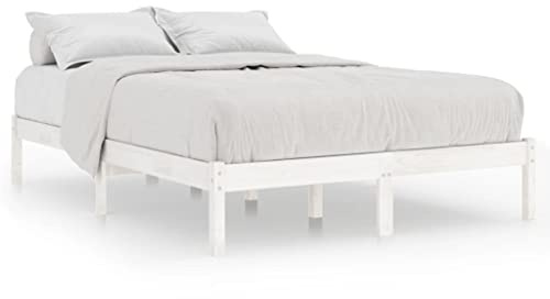 XHNIFBN Massivholzbett 180x200 cm Weiß aus Kiefer mit Lattenrost Modernes Bettgestell Robust und Langlebig für Schlafzimmer Gästezimmer und Jugendzimmer