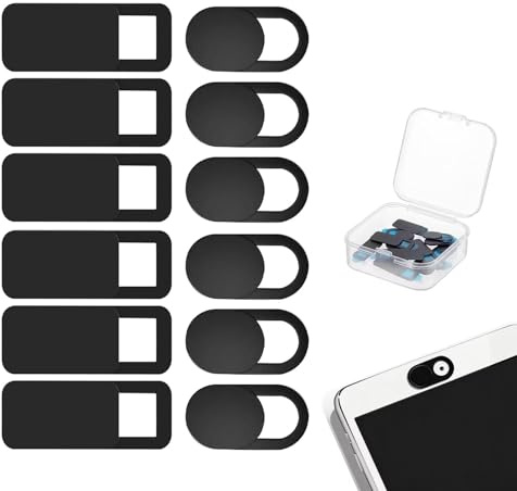 Webcam Abdeckung, Cover Kamera Laptop, 6 Stück Oval und 6 Stück Rechteck Ultra dünne Web Kamera Abdeckung für Computer Laptop, Smartphone, PC, Handyzubehör - Schutz Ihrer Privatsphäre Online - Schwarz