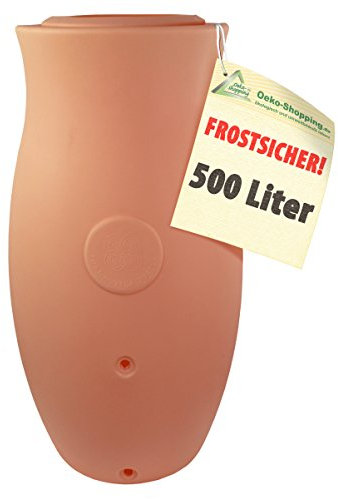 Sonderpreis! REGENTONNE REGENFASS WASSERFASS GARTENFASS REGENWASSERTONNE Maja AMPHORE mit Pflanzschale und Füllstand-Schlauch (500L Terra-kotta)