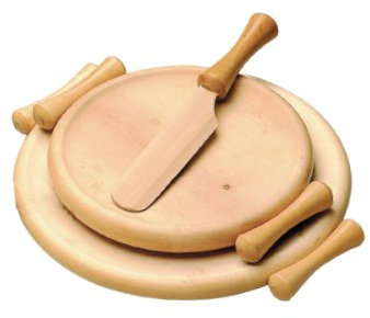 Panetta Casalinghi Tagliere Polenta con Due Manici in Legno e Coltello, Legno, Beige, 28 x 3 x 30 cm