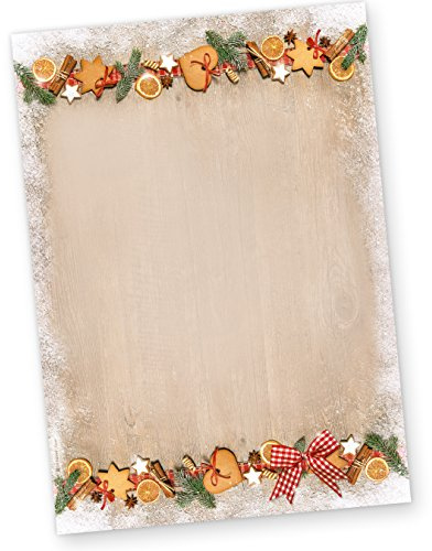 Briefpapier Weihnachten LANDIDYLLE (50 Blatt) Weihnachtsbriefpapier A4 Holz Landhaus Stil urig schön