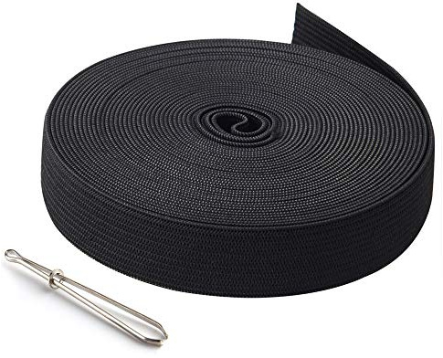 FEPITO 6 Meters/ 6.6 Yards Flat Elastic Bands Spool Sewing Band Flat Elastic Cord 20mm in Width,Black