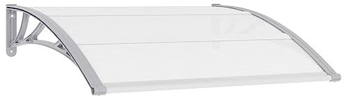 vidaXL Auvent de Porte Marquise de Porte Auvent de Porte Marquise de Fenêtre Entrée Magasin Abri Contre la Pluie Gris et Transparent 120x75 cm PC