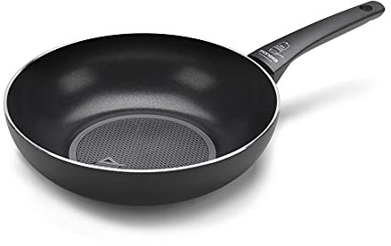 Moneta Recy Wok de Inducción, Superficie de Material Reciclado, Revestimiento Antiadherente y Antirayaduras, Apta para Todas las Cocinas y Apta para el Lavavajillas, Diámetro 28 cm