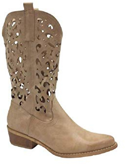 Fashion Moda Stivali donna texano estate primavera G629 traforati tacco basso nero beige stivaletti tronchetti con punta scarpe cowboy western camperos