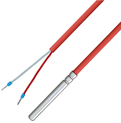 iOVEO 036HS01201 - PT100 - Temperaturfühler/Kabelfühler/Solarfühler/Temperatursensor mit Silikon-Leitung bis 200°C, 1 Meter