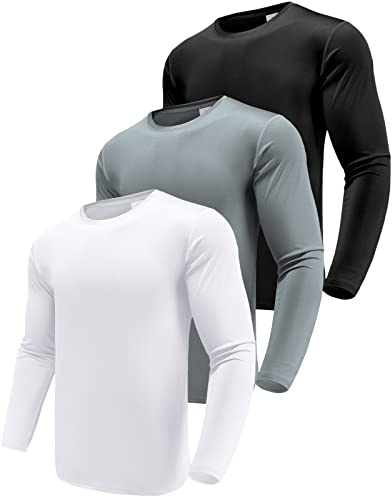 Paquete de 1, 3 o 5 Camisetas de Manga Larga para Hombre, Ajuste seco, protección Solar UPF 50+, Camisetas atléticas para Gimnasio y Entrenamiento para Correr