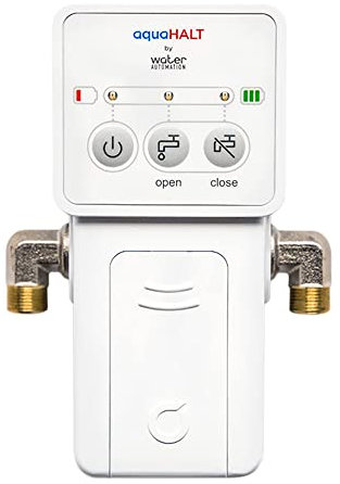 aquaHALT Smart Home Water Toilet Leak Detector Alarm and Automatic Shut Off Valve - Water Sensor Alarm Shut Off Tool - Easy Installation - Battery Operated - Protect Your Home from Water Damage