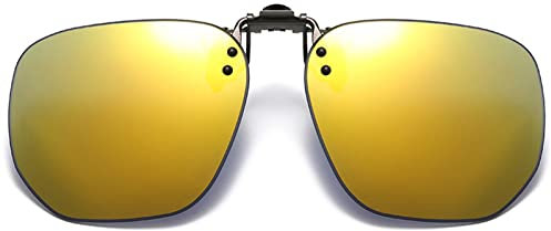YQJY Polarisiert Clip Auf Sonnenbrillen, Sonnenbrille Aufsatz, Anhebbar Und Ultraleicht,blendschutz/Blendschutz/Sichtaufhellung, Geeignet Für Randlos-/halbrand-/vollrandbrillen,TyrantGolden