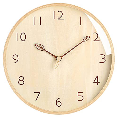 VIVILINEN Orologio da Parete in Legno 30cm Silenziosi Senza Ticchettio a Batteria in Stile Moderno Decorativo per Cucina, Casa, Camere da Letto, Ufficio (Colore legno)