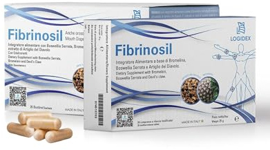 Fibrinosil - Integratore Antinfiammatorio Naturale Dolori Articolari e Muscolari con Artiglio del Diavolo Forte, Bromelina e Boswellia, Miorilassante muscolare – 20 Compresse – Logidex