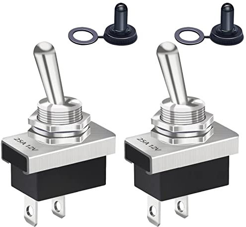 Taiss 2 pezzi Interruttore a levetta 2 posizioni 12V 25A SPST ON/OFF 2Pin con cappuccio impermeabile Interruttore a Bilanciere,Per Auto, Camion, Barche KN3D-101