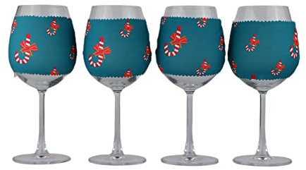 Copas de Vino, Copas de Vino Tinto, Copas de ChampáN, Decoraciones Lona para Rituales NavideñOs, Juego 4 Capacidad Navidad 18 Oz