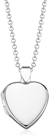 Lily Charmed - 925 Sterling Silver Large Heart Locket Necklace with 18 Chain