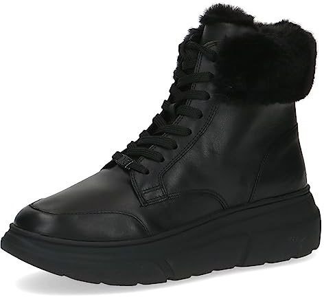 CAPRICE Baskets montantes femme avec doublure Memotion en cuir Fourrure Largeur G, Noir (Black Nappa), 39 EU